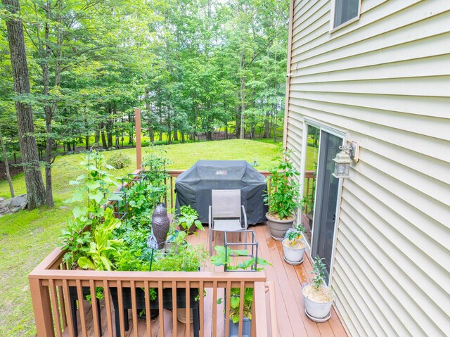 1154 Park Dr, East Stroudsburg, PA 18302 - deck featuring a grill and a yard