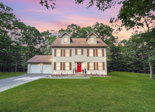 1154 Park Dr, East Stroudsburg, PA 18302 - colonial inspired home featuring driveway, a front yard, and a garage