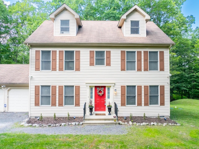 1154 Park Dr, East Stroudsburg, PA 18302 - colonial inspired home with a garage, a front yard, and driveway
