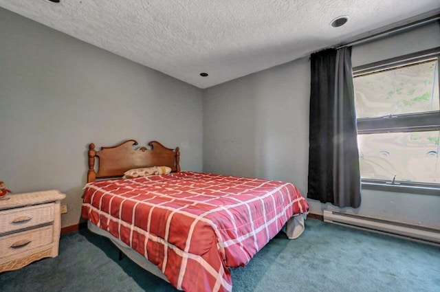 209 Cross St, Pocono Lake, PA 18347 - bedroom featuring carpet, a textured ceiling, a baseboard radiator, and baseboards