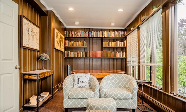 2735 Rte 390, Canadensis, PA 18325 - living area featuring recessed lighting, crown molding, and baseboard heating