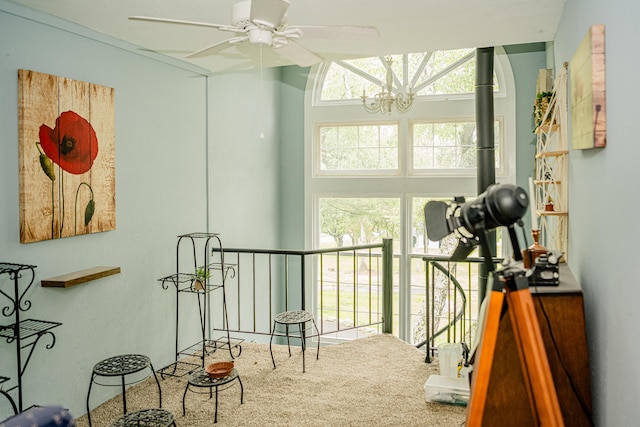 2735 Rte 390, Canadensis, PA 18325 - living area with a chandelier and ceiling fan