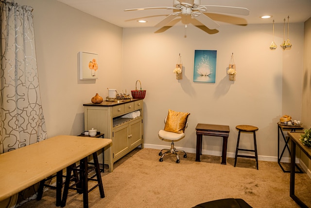 2735 Rte 390, Canadensis, PA 18325 - living area with carpet flooring, a ceiling fan, baseboards, and recessed lighting