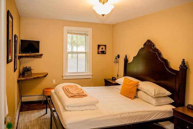 2735 Rte 390, Canadensis, PA 18325 - bedroom with a baseboard radiator, wood finished floors, and baseboards