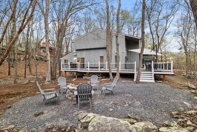 2094 Scarborough Way, Bushkill, PA 18324 - rear view of property with a fire pit and a deck