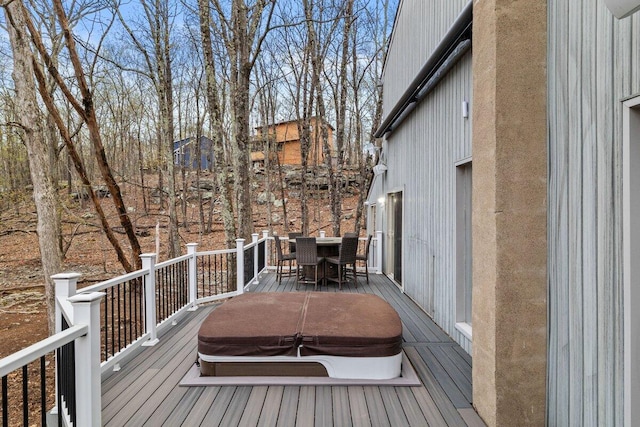 2094 Scarborough Way, Bushkill, PA 18324 - deck with a covered hot tub and outdoor dining area