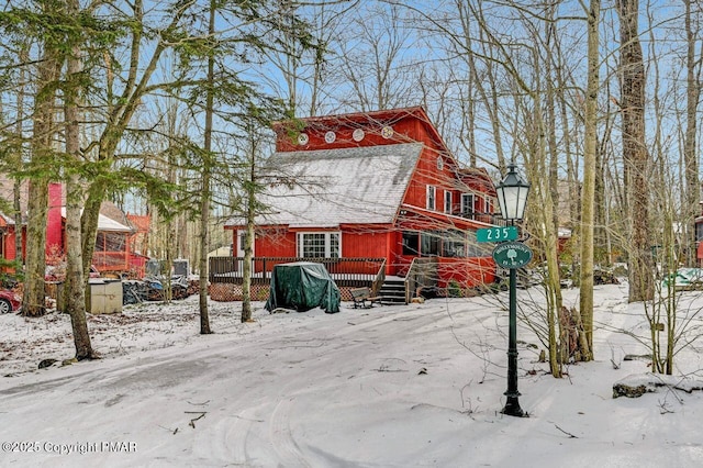 view of snow covered structure