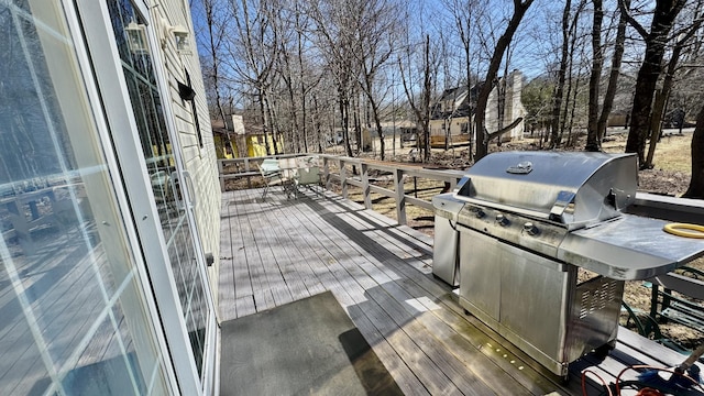 1905 Horseshoe Bnd, Tobyhanna, PA 18466 - wooden deck featuring a grill