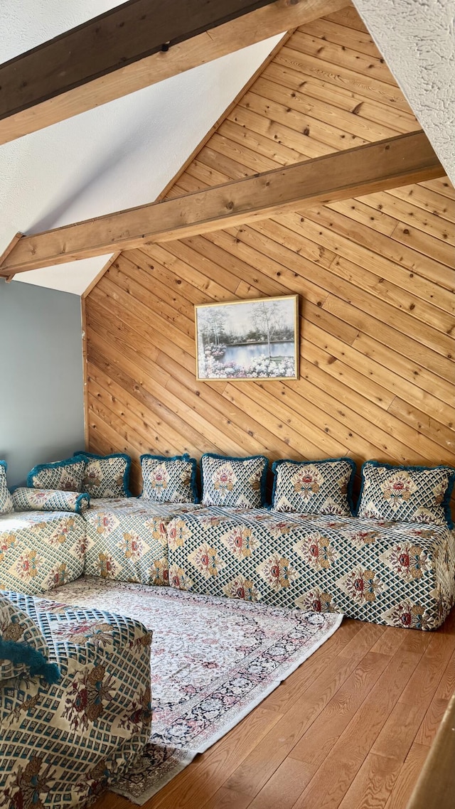 bedroom featuring beam ceiling