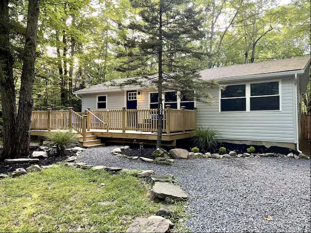 view of front of home with a deck