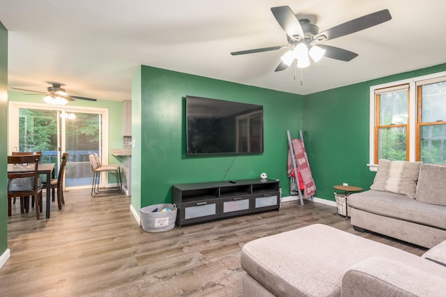 865 Snow Hill Rd, Cresco, PA 18326 - living area with a ceiling fan and wood finished floors