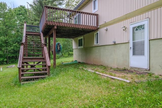 205 W Williams Ct, Stroudsburg, PA 18360 - view of green lawn featuring stairway and a deck