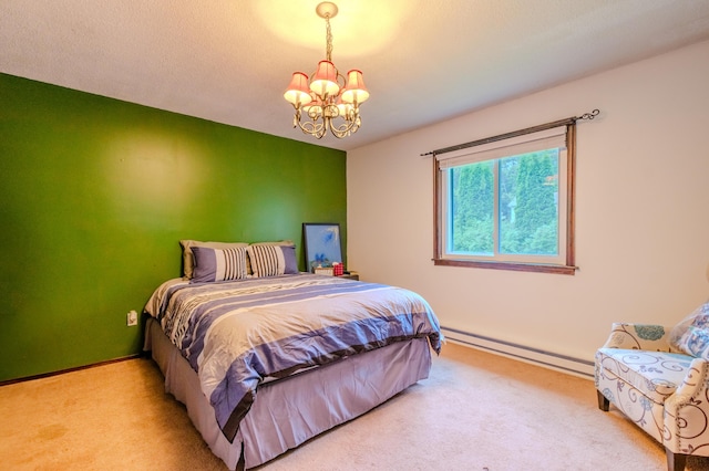 205 W Williams Ct, Stroudsburg, PA 18360 - carpeted bedroom featuring a baseboard radiator and a chandelier
