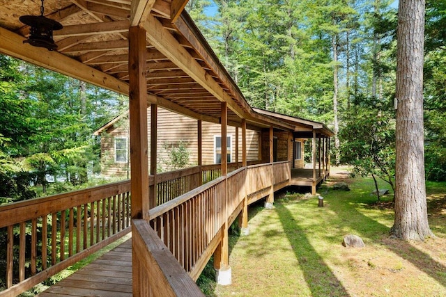 105 Waygood Way, Pocono Pines, PA 18350 - wooden terrace with a lawn