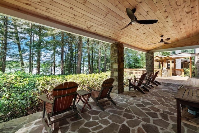 105 Waygood Way, Pocono Pines, PA 18350 - view of patio / terrace featuring a ceiling fan and a wooden deck