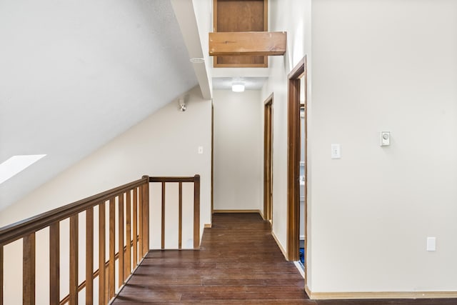 205 Victory Ln, Long Pond, PA 18334 - corridor featuring a skylight, dark wood finished floors, and vaulted ceiling