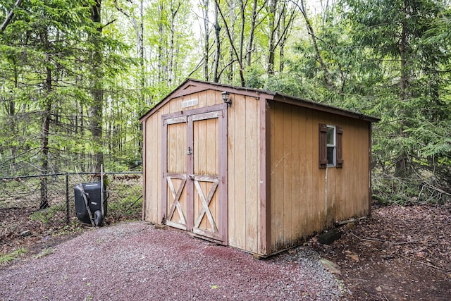 205 Victory Ln, Long Pond, PA 18334 - view of shed with a forest view
