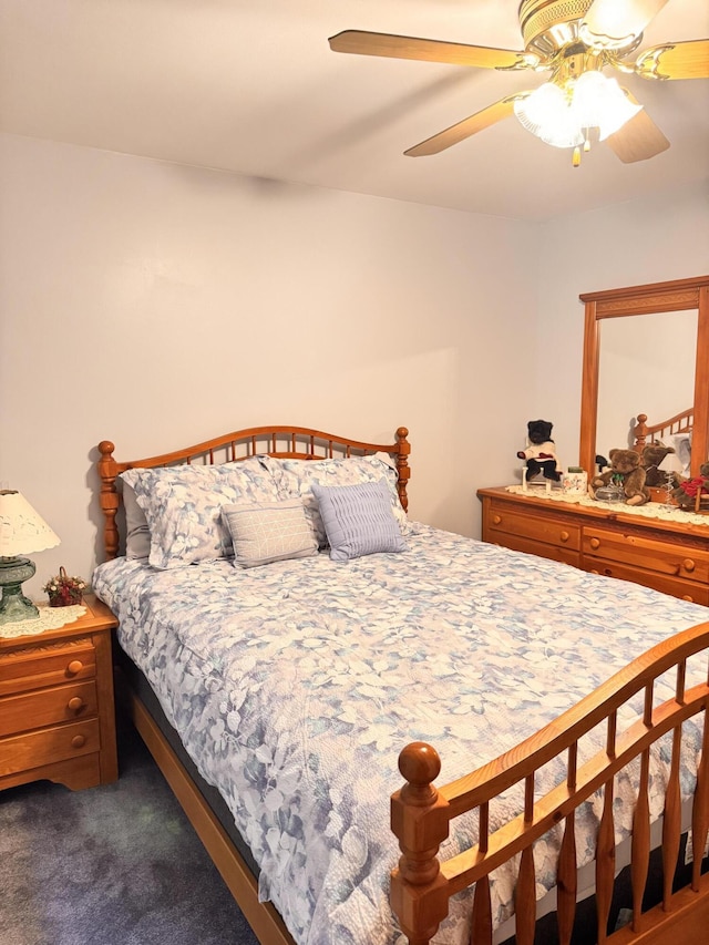 155 Clifton Dr, Bushkill, PA 18324 - bedroom with dark carpet and a ceiling fan