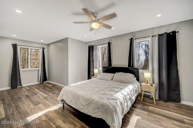 181 Williams Ln, Scotrun, PA 18355 - bedroom featuring multiple windows, wood finished floors, baseboards, and recessed lighting