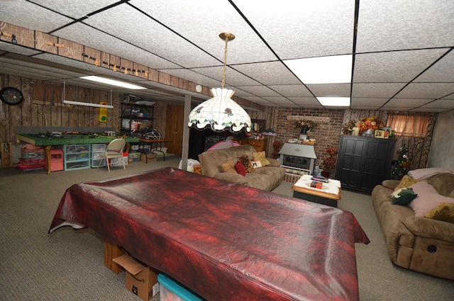 1618 Kickapoo Ter, Effort, PA 18330 - game room with a drop ceiling, carpet flooring, and billiards table