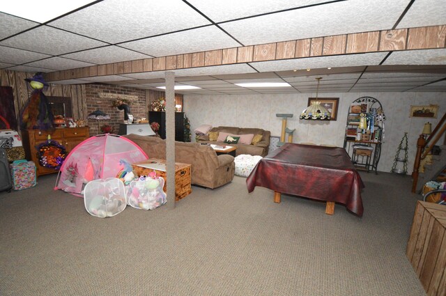 1618 Kickapoo Ter, Effort, PA 18330 - finished below grade area featuring a drop ceiling and carpet floors