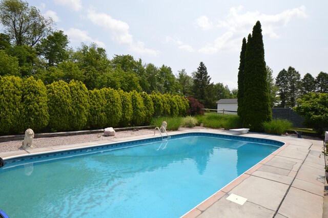 1618 Kickapoo Ter, Effort, PA 18330 - outdoor pool with a fenced backyard and a diving board