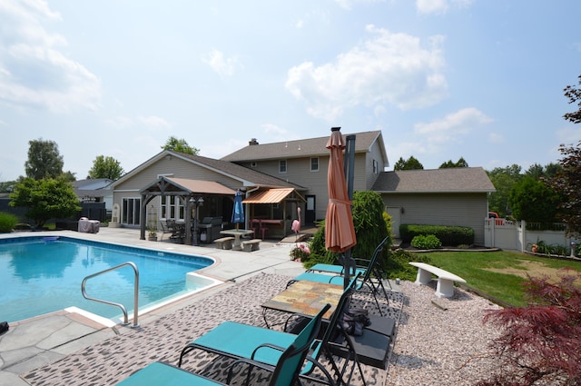 1618 Kickapoo Ter, Effort, PA 18330 - swimming pool with a patio, outdoor dining area, and a gazebo