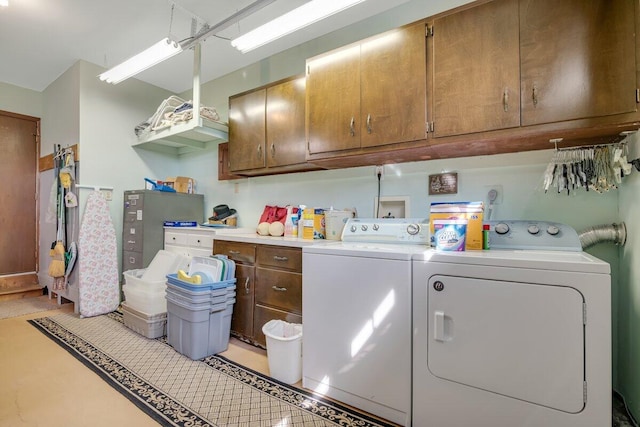 148 Summit Ave, Pocono Summit, PA 18346 - clothes washing area with cabinet space and independent washer and dryer