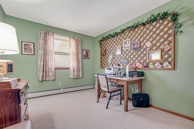 148 Summit Ave, Pocono Summit, PA 18346 - carpeted home office with baseboard heating and baseboards