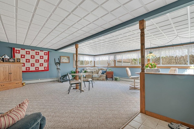 148 Summit Ave, Pocono Summit, PA 18346 - interior space featuring tile patterned flooring, a baseboard heating unit, and baseboards