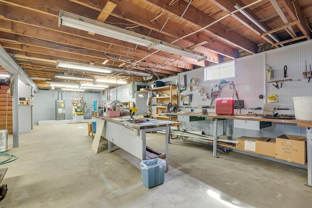 148 Summit Ave, Pocono Summit, PA 18346 - basement featuring a workshop area and water heater