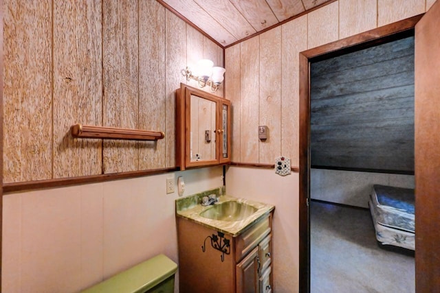 13 Sheffick Rd, Clifton Township, PA 18424 - bathroom featuring vanity and wooden ceiling