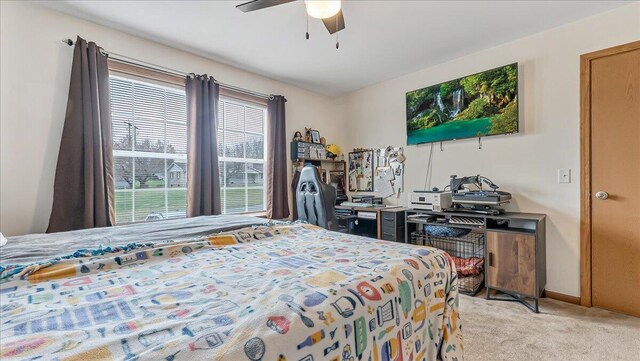 3954 Cedar Dr, Walnutport, PA 18088 - bedroom featuring light carpet and ceiling fan