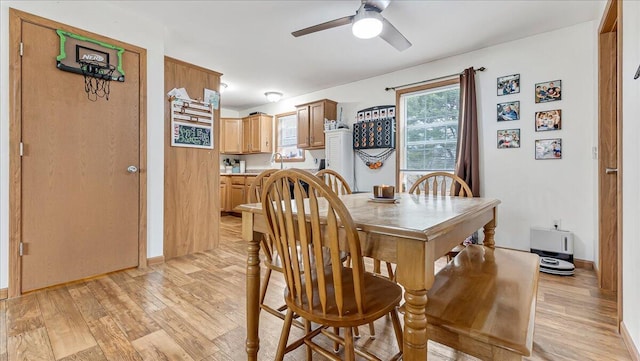 3954 Cedar Dr, Walnutport, PA 18088 - dining area with a ceiling fan and light wood-type flooring
