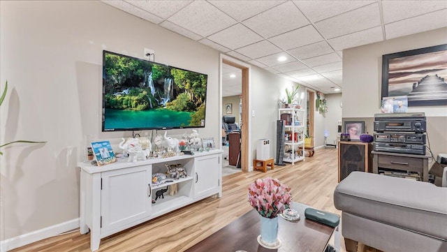 3954 Cedar Dr, Walnutport, PA 18088 - living area with light wood-type flooring, a paneled ceiling, and recessed lighting