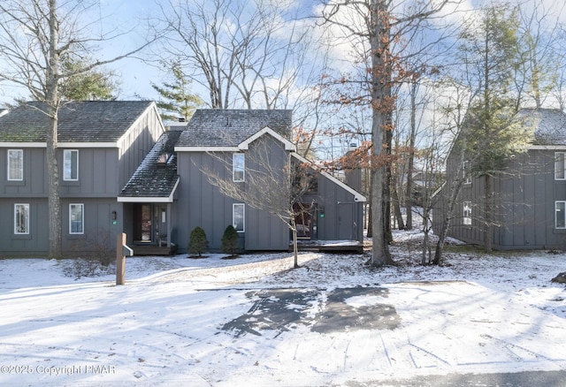 view of front facade with board and batten siding