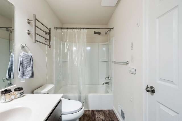 4130 Mill Creek Dr, Cresco, PA 18326 - bathroom featuring vanity, wood finished floors, and shower / bath combo