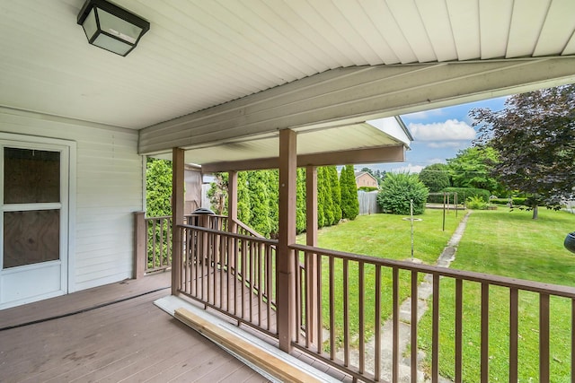 247 S 7th St, Lehighton, PA 18235 - wooden terrace featuring a lawn