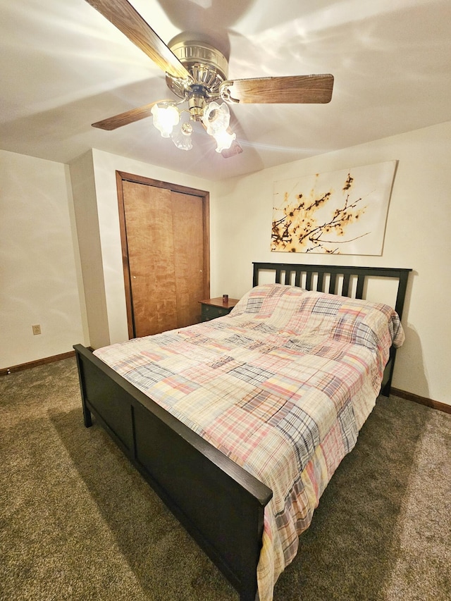 5081 Woodbridge Dr E, Bushkill, PA 18324 - carpeted bedroom featuring a closet, baseboards, and ceiling fan