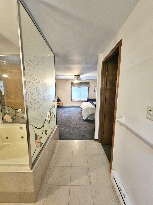 5081 Woodbridge Dr E, Bushkill, PA 18324 - hall with carpet flooring and a baseboard radiator