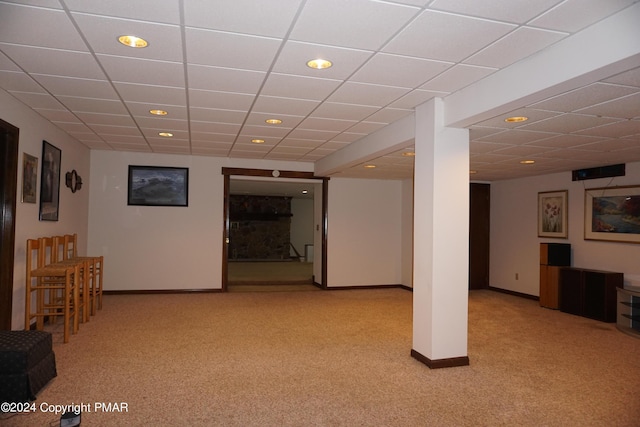 6760 Bear Creek Blvd, Bear Creek Township, PA 18702 - finished basement with carpet flooring, a drop ceiling, and recessed lighting