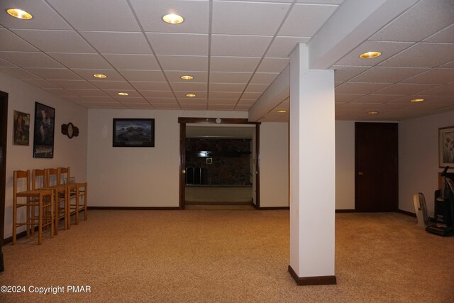 6760 Bear Creek Blvd, Bear Creek Township, PA 18702 - finished basement with carpet flooring, recessed lighting, baseboards, and a paneled ceiling