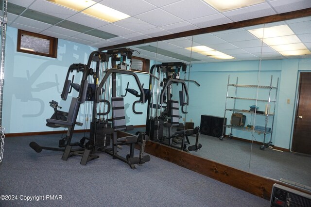 6760 Bear Creek Blvd, Bear Creek Township, PA 18702 - workout area with baseboards and a drop ceiling