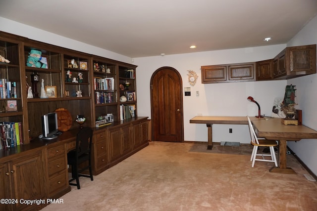6760 Bear Creek Blvd, Bear Creek Township, PA 18702 - office area featuring light carpet, arched walkways, and recessed lighting