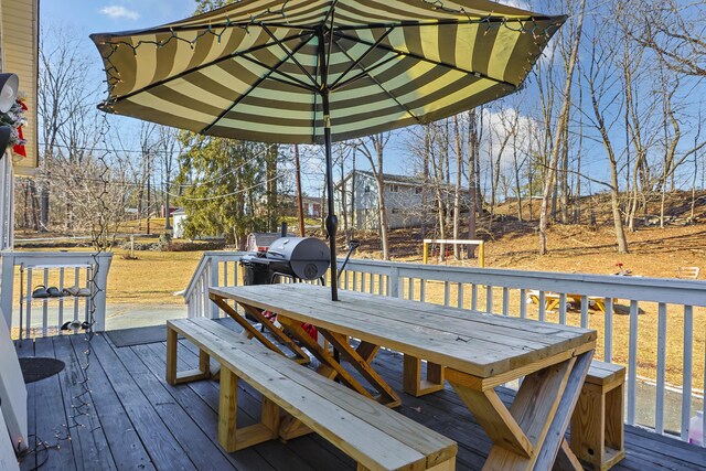 840 Columbus Ave, Stroudsburg, PA 18360 - wooden terrace with outdoor dining space and area for grilling