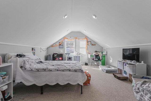 840 Columbus Ave, Stroudsburg, PA 18360 - bedroom with vaulted ceiling and carpet floors