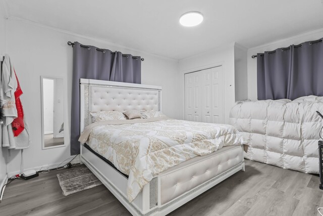840 Columbus Ave, Stroudsburg, PA 18360 - bedroom featuring wood finished floors, ornamental molding, and a closet