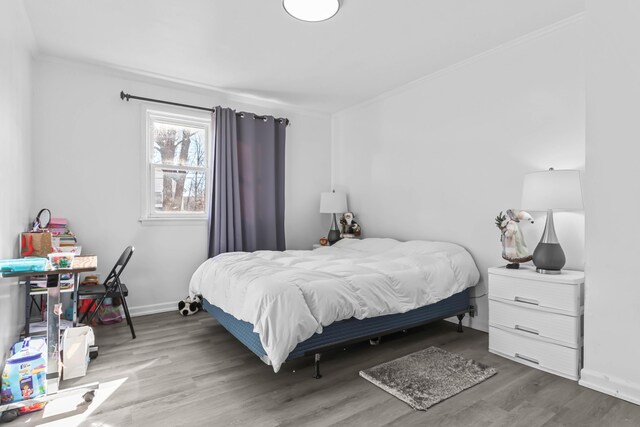 840 Columbus Ave, Stroudsburg, PA 18360 - bedroom featuring ornamental molding, wood finished floors, and baseboards