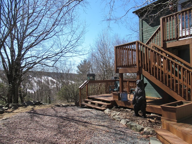 wooden deck with stairway