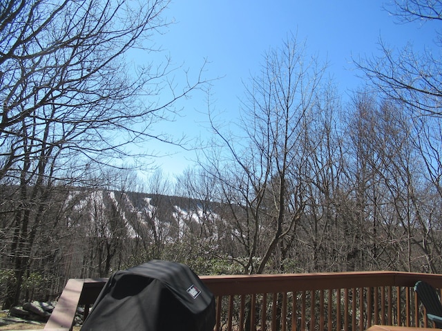 mountain view featuring a view of trees